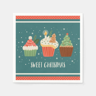Sweet Christmas Cupcakes Treats Festive  Napkin