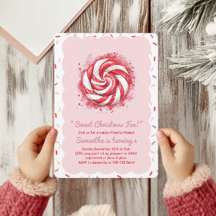 Sweet Christmas Fun Peppermint Candy  Invitation