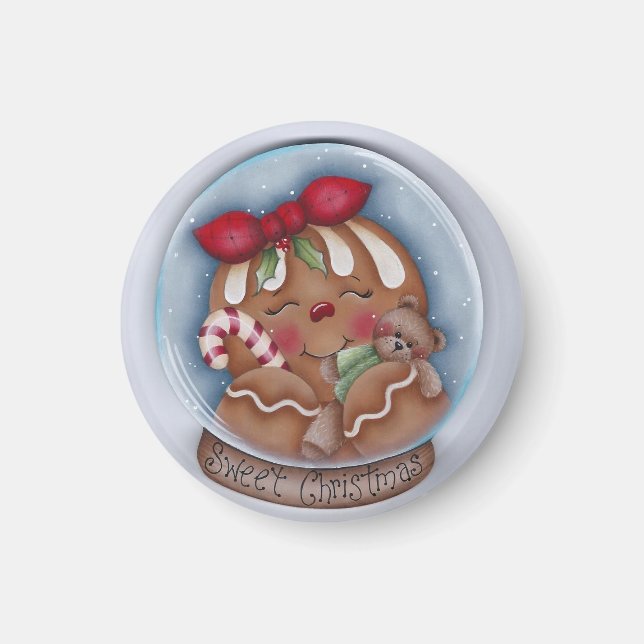 Sweet Christmas Gingerbread and Bear Magnet (Front)