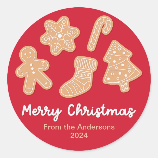Sweet Christmas Gingerbread Cookies Classic Round Sticker (Front)