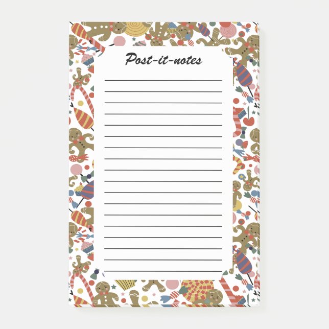 Sweet Christmas Gingerbread Man Candy Cane Delight Post-it Notes (Front)