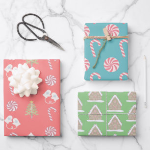Sweet Christmas Pattern Candy Cane Holiday Wrapping Paper Sheet