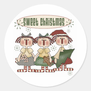 Sweet Christmas Rag Dolls Holiday Classic Round Sticker