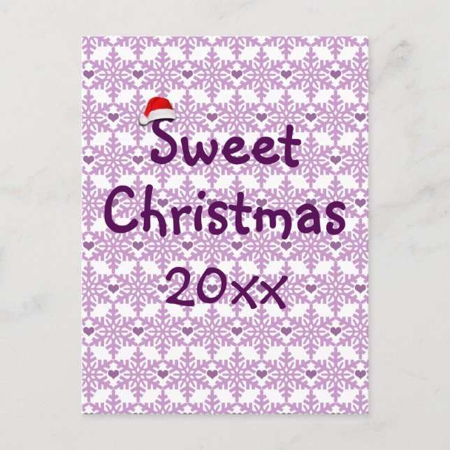 Sweet Christmas Snowflake Pattern Holiday Postcard (Front)