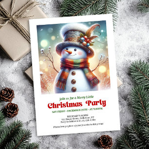 Sweet Christmas snowman editable kids party invite