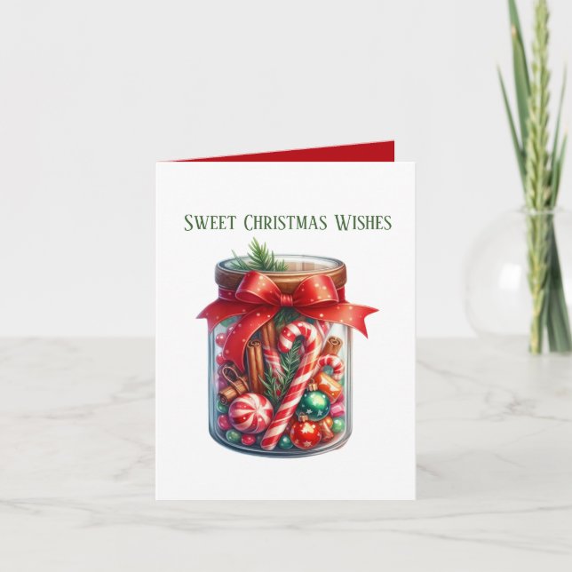 Sweet Christmas wishes candy add message Holiday Card (Front)