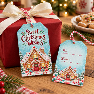 Sweet Christmas Wishes Gingerbread Cottage Gift Tags