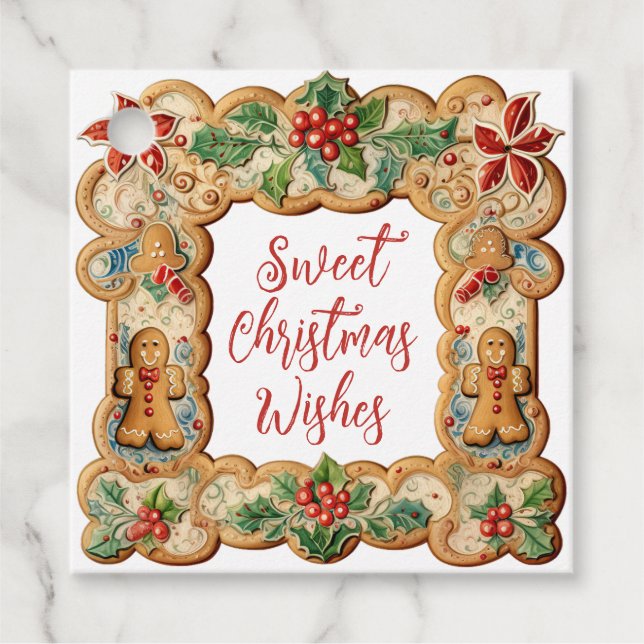 Sweet Christmas Wishes Gingerbread Favour Tags (Front)