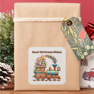 Sweet Christmas wishes gingerbread train Square Sticker