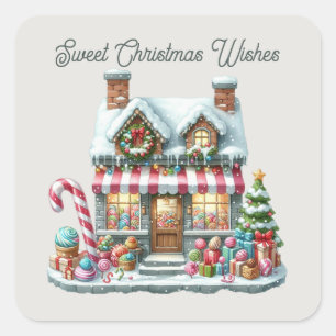 Sweet Christmas wishes sweet shop  Square Sticker
