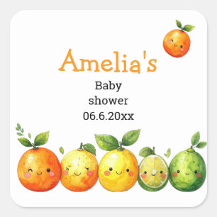 Sweet Citrus Cutie Baby Shower  Square Sticker