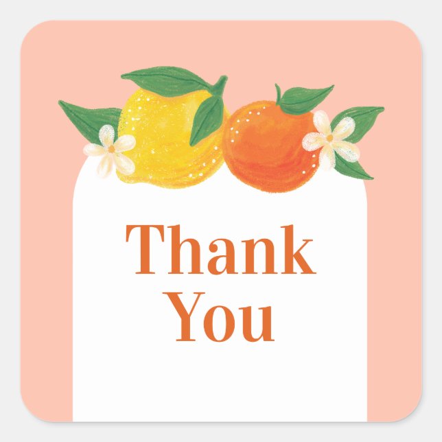 Sweet Citrus Rounded Square Thank You Sticker (Front)