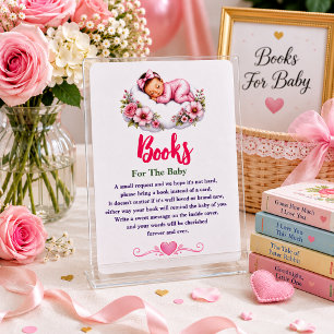 Sweet Cloud And Flowers Baby Girl Shower Enclosure Card