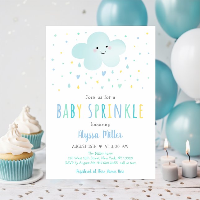 Sweet Cloud Blue Baby Sprinkle Invitation (Creator Uploaded)