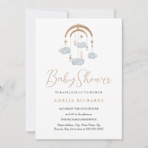 Sweet Cloud Dusty Blue Mobile Baby Shower Invitation