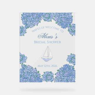 Sweet Coastal Blue Bridal Shower Welcome Sign