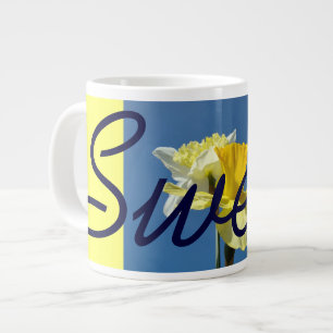 Sweet Coffee Mugs Blue Sky Yellow Daffodils