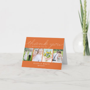 Sweet Collage Wedding Thank You Card - Orange