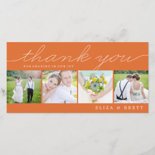 Sweet Collage Wedding Thank You Cards - Orange