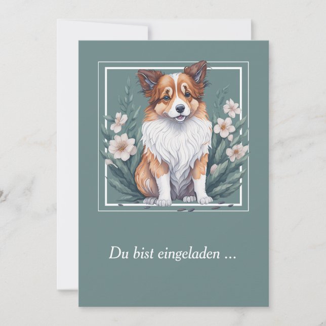 Sweet collie surrounded by flowers. invitation (Front)