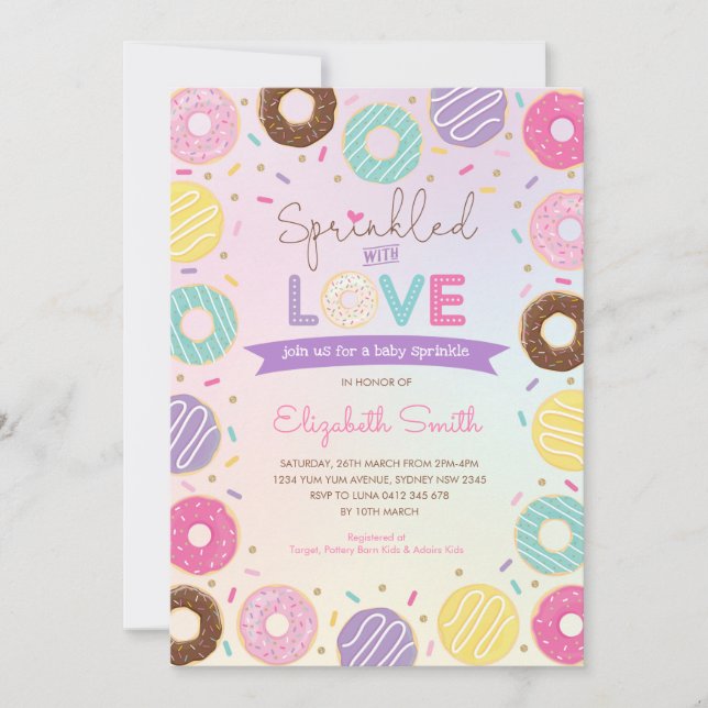 Sweet Colorful Donuts Girl Baby Sprinkle Invitation (Front)