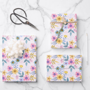 Sweet colorful floral  wrapping paper sheet