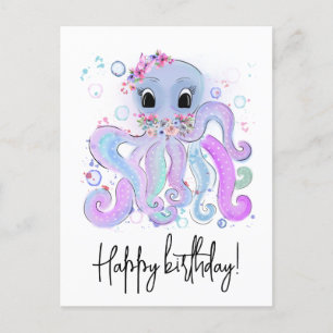 sweet colorful octopus postcard