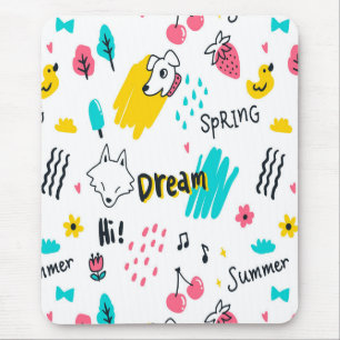 Sweet coloured hand drawn mouse pad