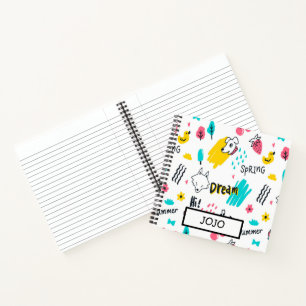 Sweet coloured hand drawn notebook
