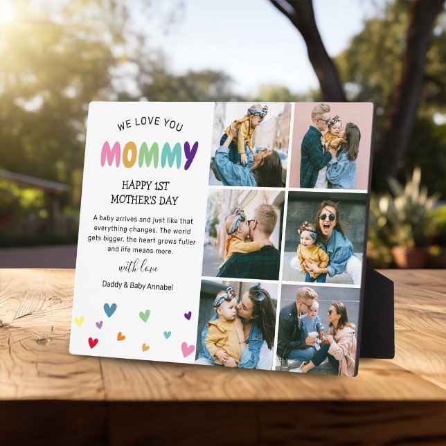 Sweet Colourful 1st Mother's Day Photo Collage Plaque (Creator Uploaded)