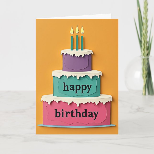Sweet Colourful Cake Birthday Card (Front)