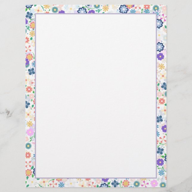 Sweet Colourful Ditsy Floral Pattern Custom Letterhead (Front)