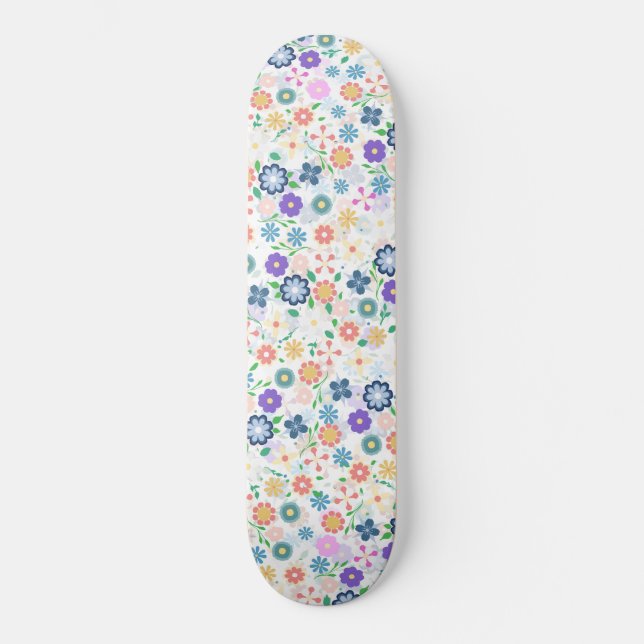 Sweet Colourful Ditsy Floral Pattern Skateboard (Front)