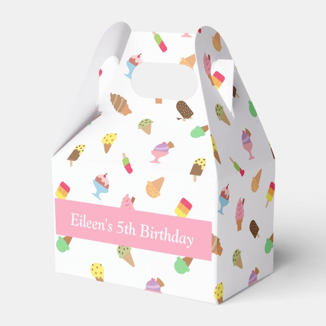 Sweet Colourful Ice Cream Pattern Party Favour Box (Front Side)