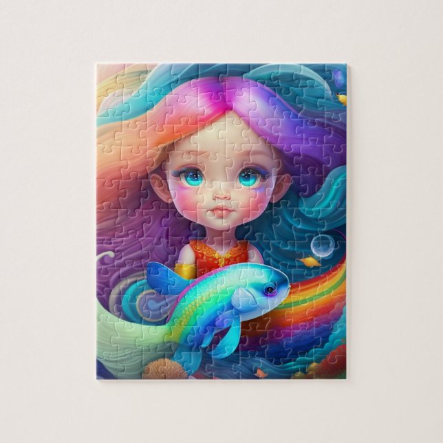 Sweet Colourful Little Cute Mermaid Jigsaw Puzzle (Vertical)
