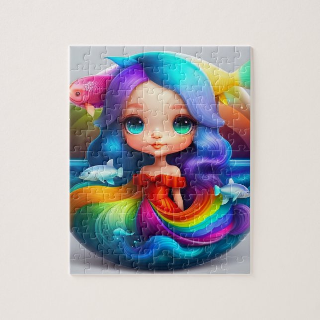 Sweet Colourful Little Cute Mermaid Jigsaw Puzzle (Vertical)