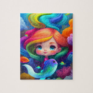 Sweet Colourful Little Cute Mermaid Jigsaw Puzzle