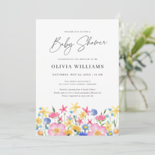 Sweet Colourful Wildflower Floral Baby Shower Invitation
