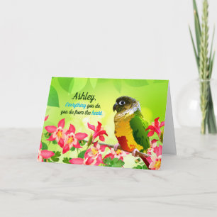Sweet Columbine Conure Pet Bird Gratitude Blessing Card