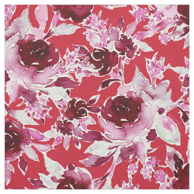 SWEET COMPASSION Bold Red Rose Floral Fabric (Swatch)