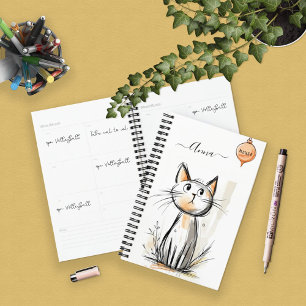 Sweet Contemplative Cat Personalised Planner