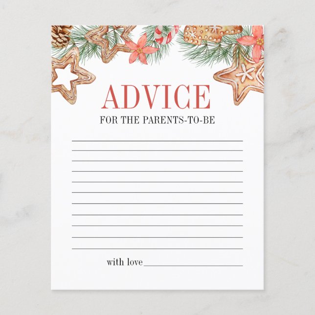 Sweet Cookie Christmas Baby Shower Advice Game (Front)