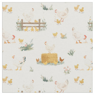 Sweet Coop - Chick mum and baby chicken adorable f Fabric