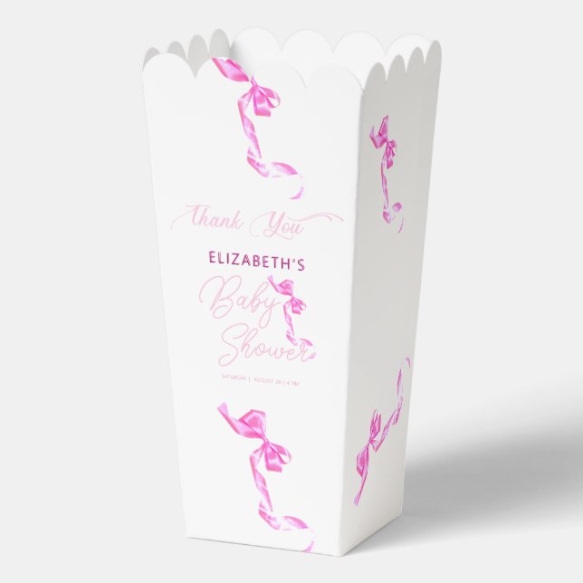 Sweet Coquette Pink Bow Tie Elegant Baby Shower Fa Favour Box (Front)