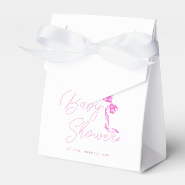 Sweet Coquette Pink Bow Tie Elegant Baby Shower Favour Box (Front Side)