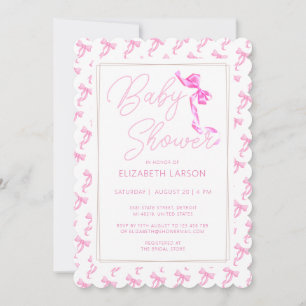 Sweet Coquette Pink Bow Tie Elegant Baby Shower Invitation