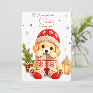 Sweet Cosy Christmas Greeting Puppy Card