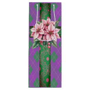 Sweet Cosy Cottage Pink and Purple Christmas Wine Gift Bag