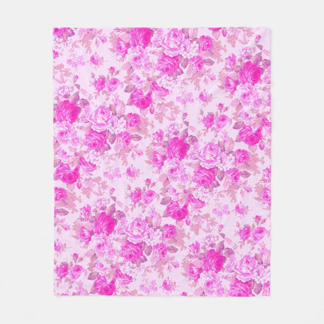 Sweet Cottage Purple and Pink Christmas  Fleece Blanket (Front)