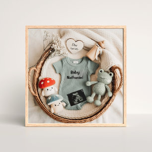 sweet cottagecore  basket pregnancy announcement poster